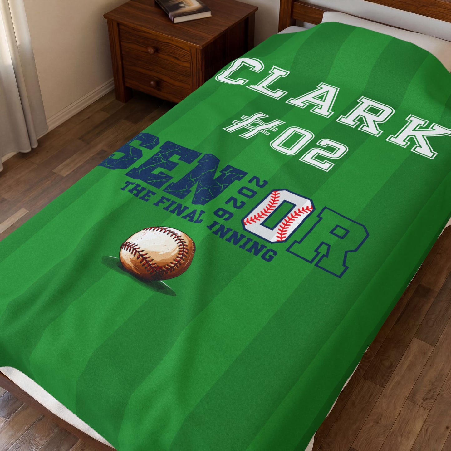 Personalized Senior Baseball Velveteen Plush Blanket - Name & Number (The Final Inning)