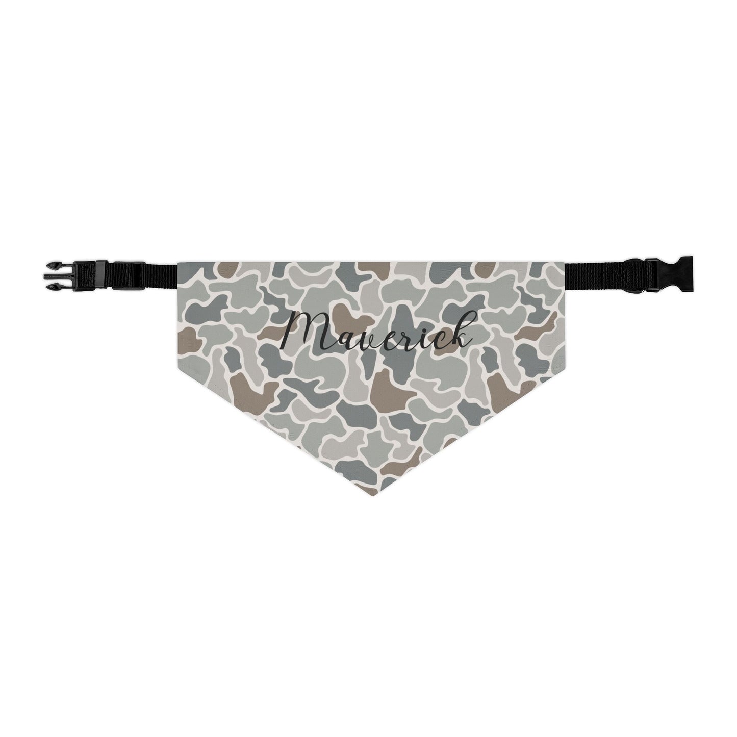 Grey Camo Pet Bandana Collar | Custom Name