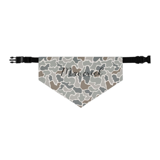 Grey Camo Pet Bandana Collar | Custom Name