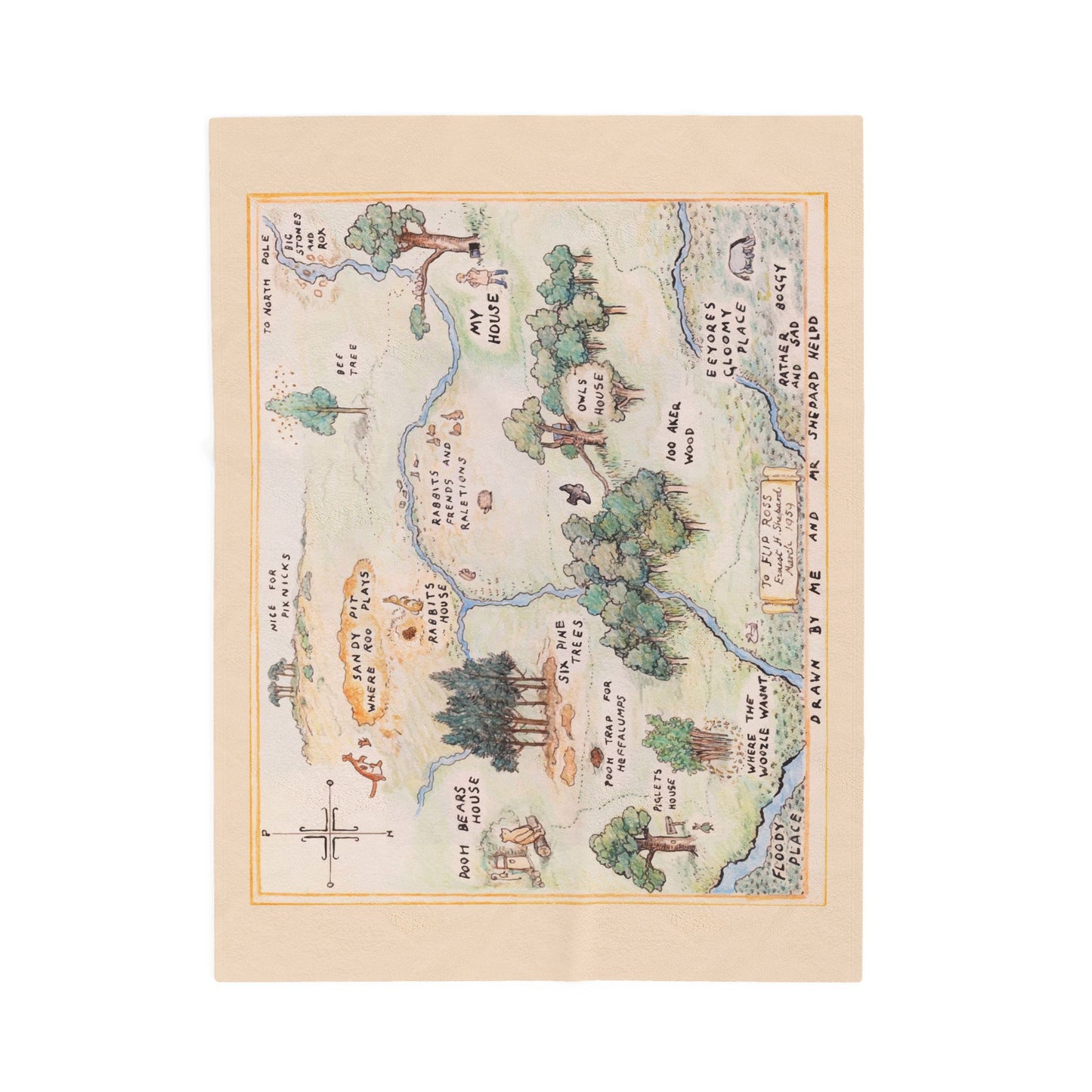 100 Acre Wood Classic Pooh — Illustrated Adventure Map Throw