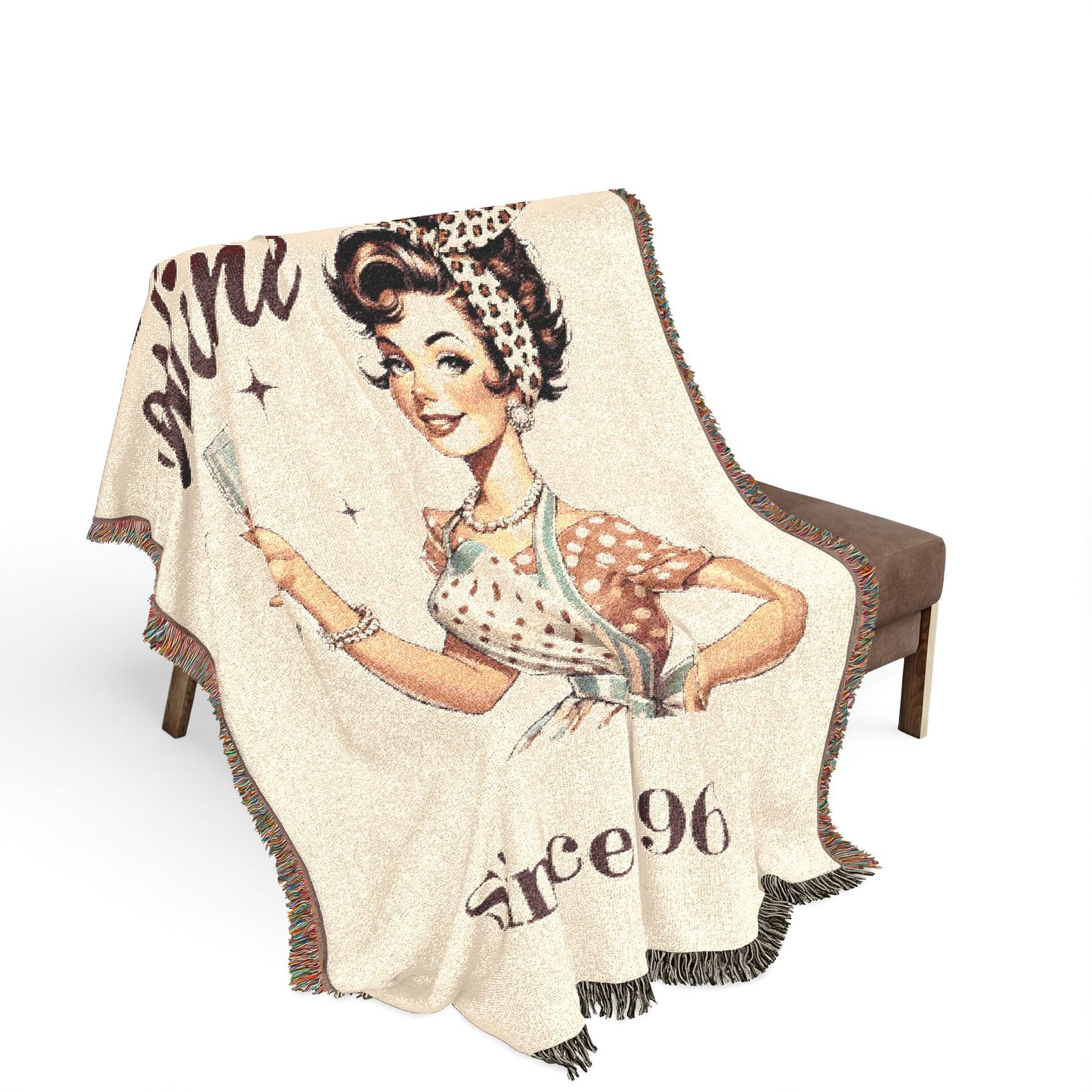 Mama Wine Lover Woven Blanket — Vintage Retro Mom Wine Throw With EST Date
