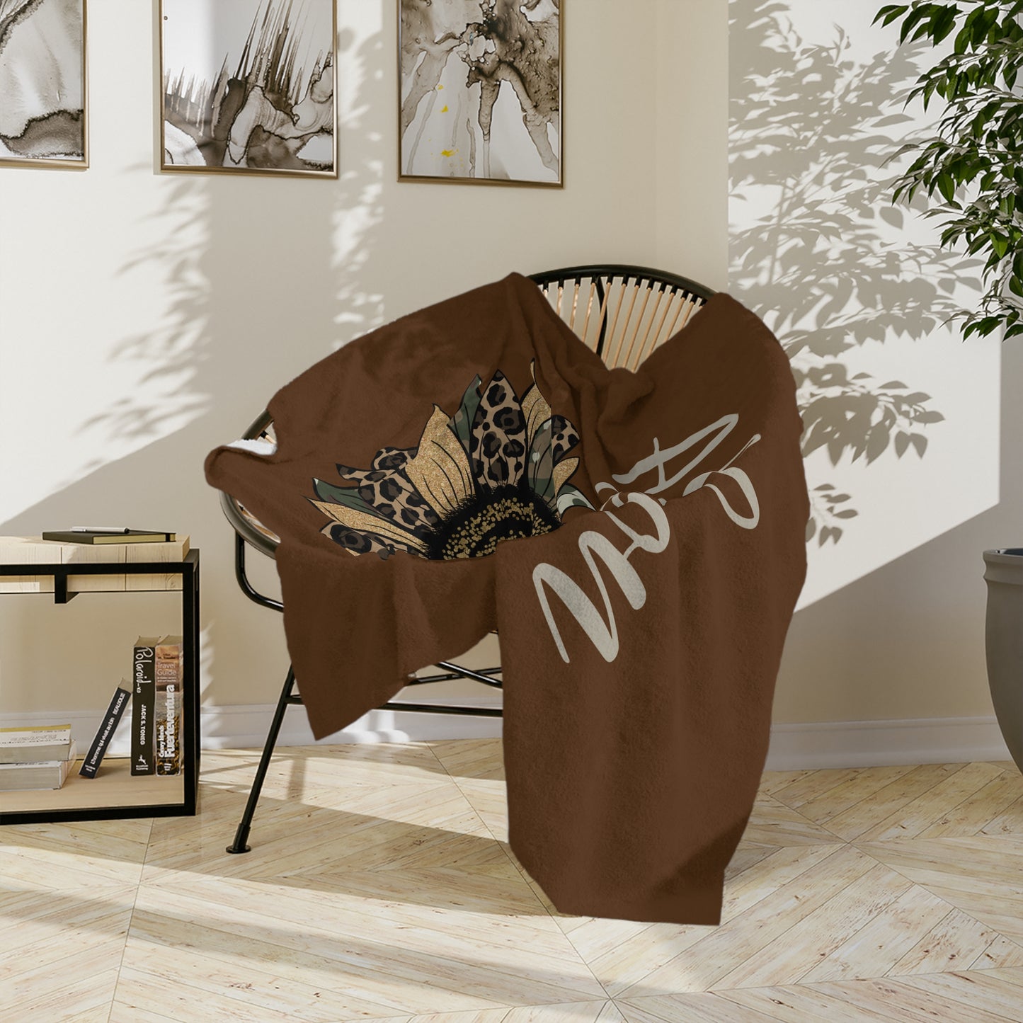 Personalized Brown Sunflower Blanket