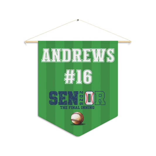 Personalized Baseball Senior 2026 Pennant Banner — Custom Name & Number (The Final Inning)