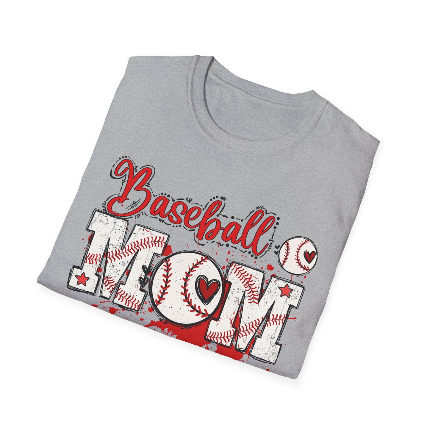 Grunge Baseball Mom T-Shirt – Personalized Jersey Number & Name Back