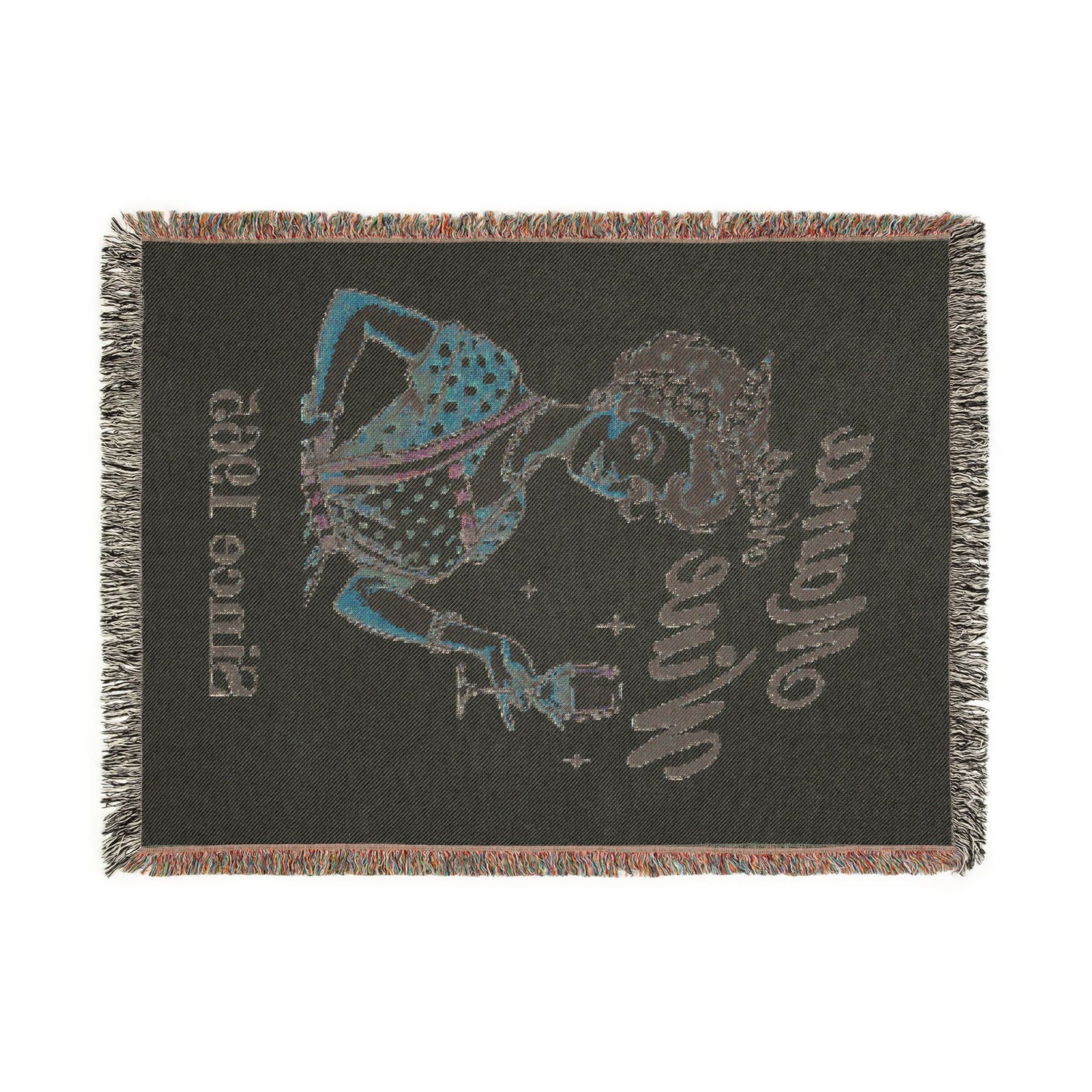Mama Wine Lover Woven Blanket — Vintage Retro Mom Wine Throw With EST Date