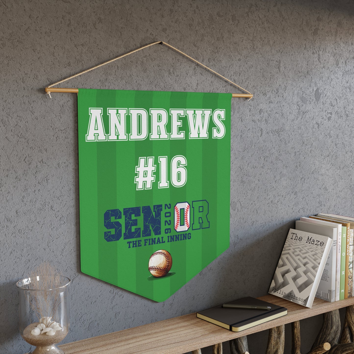 Personalized Baseball Senior 2026 Pennant Banner — Custom Name & Number (The Final Inning)