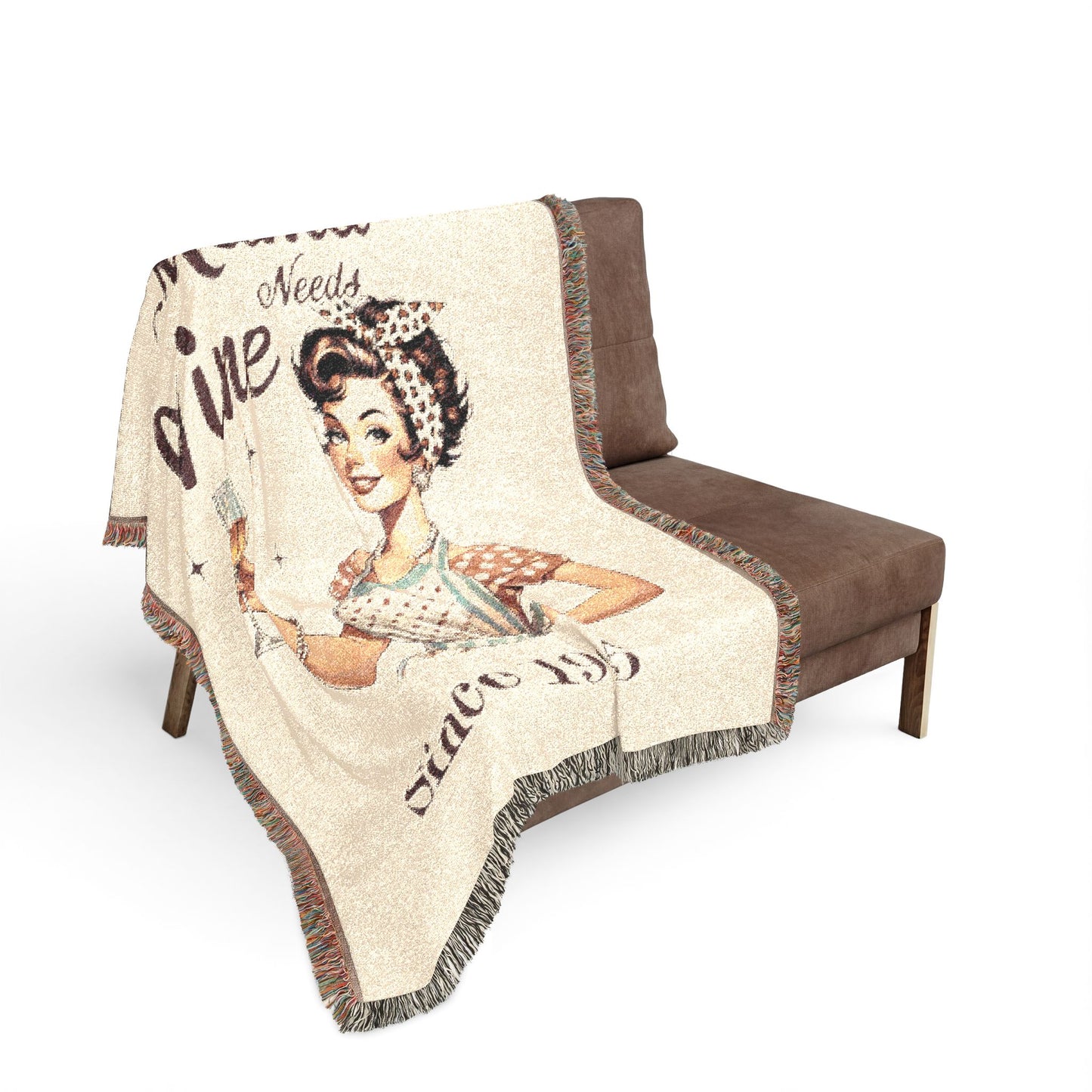 Mama Wine Lover Woven Blanket — Vintage Retro Mom Wine Throw With EST Date