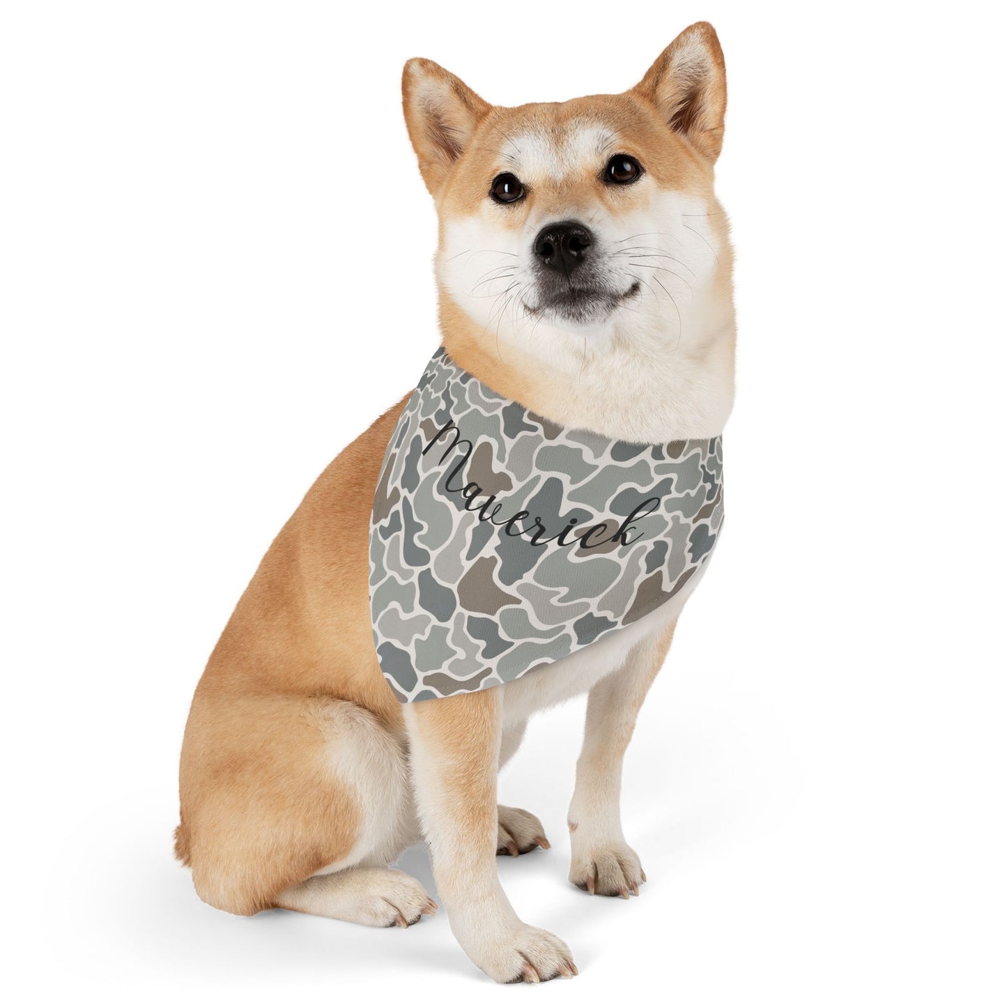 Grey Camo Pet Bandana Collar | Custom Name