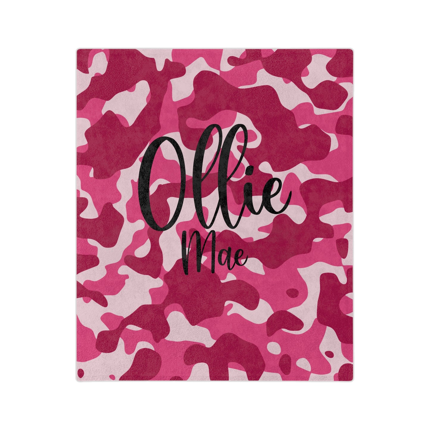 Personalized Pink Camo Velveteen Blanket