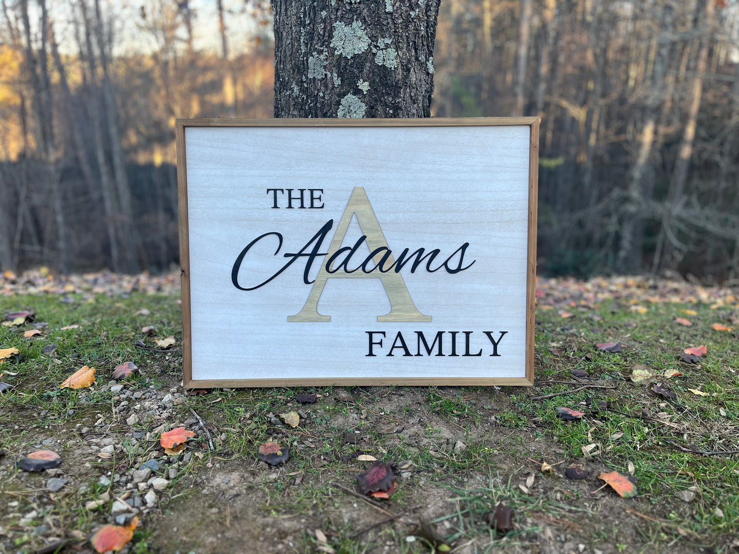 Custom Framed Family Name Sign – Personalized Large Wall Decor (28” x 21”)