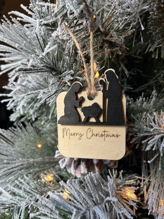 Nativity Scene with Custom Text