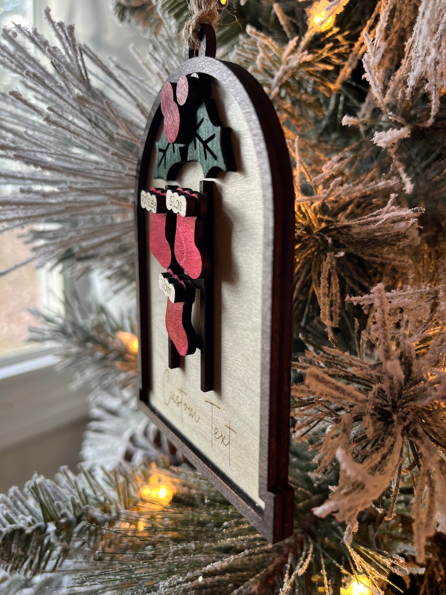 Personalized Stockings on Blanket Ladder with Mistletoe