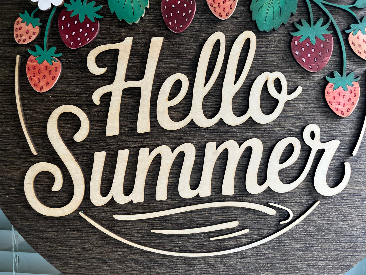 15” Hello Summer Strawberry 3D Wood Door Sign DIY Kit | Paint It Yourself Farmhouse Craft Kit