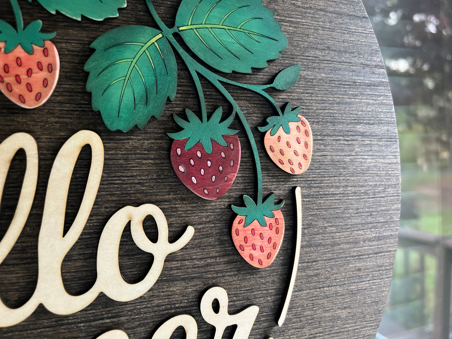 15” Hello Summer Strawberry 3D Wood Door Sign DIY Kit | Paint It Yourself Farmhouse Craft Kit
