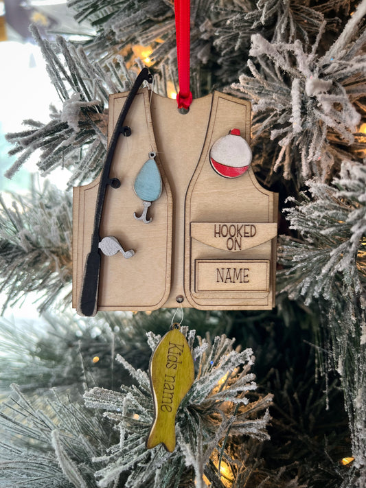 Personalized Fishing Vest Ornament