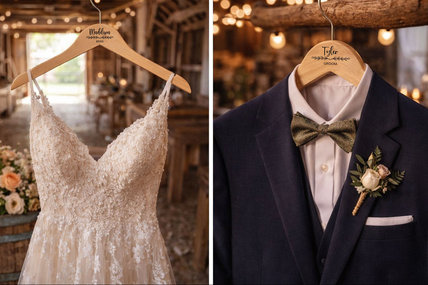 Custom Wedding Dress & Suit Hangers – Bride, Groom & Bridal Party