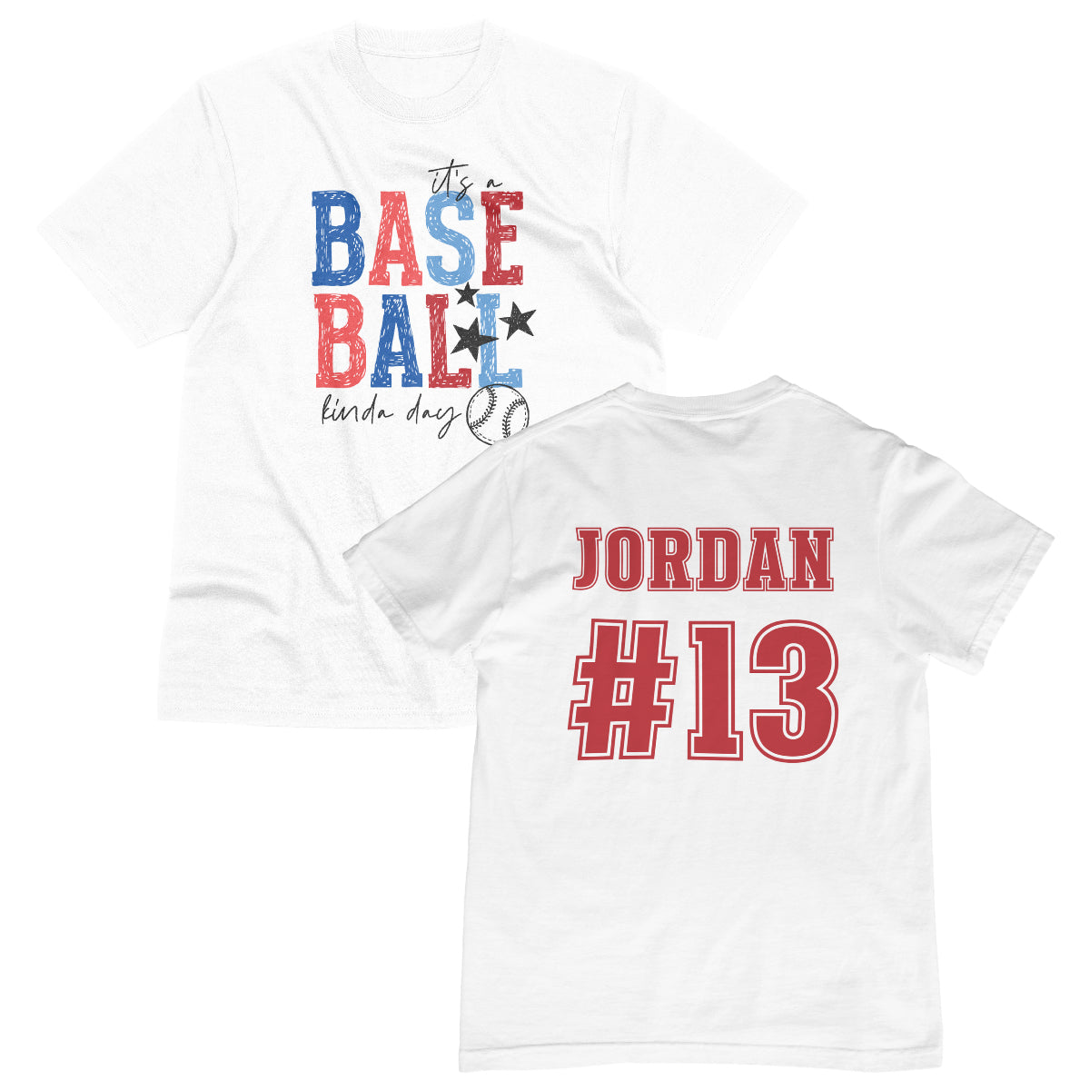"Baseball Kinda Day" Patriotic Player Tee (Custom Name & Number On Back)