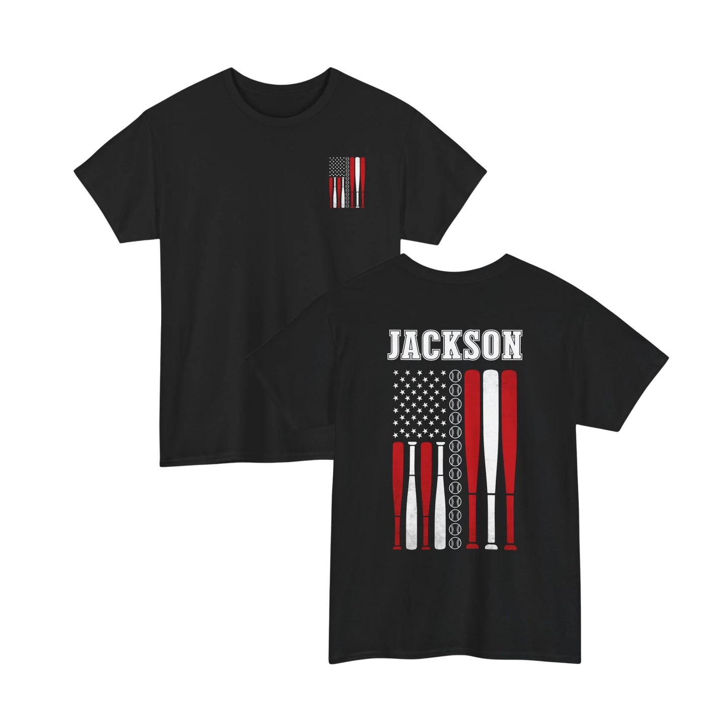 Baseball Team Flag T-Shirt | Personalized Name On Back