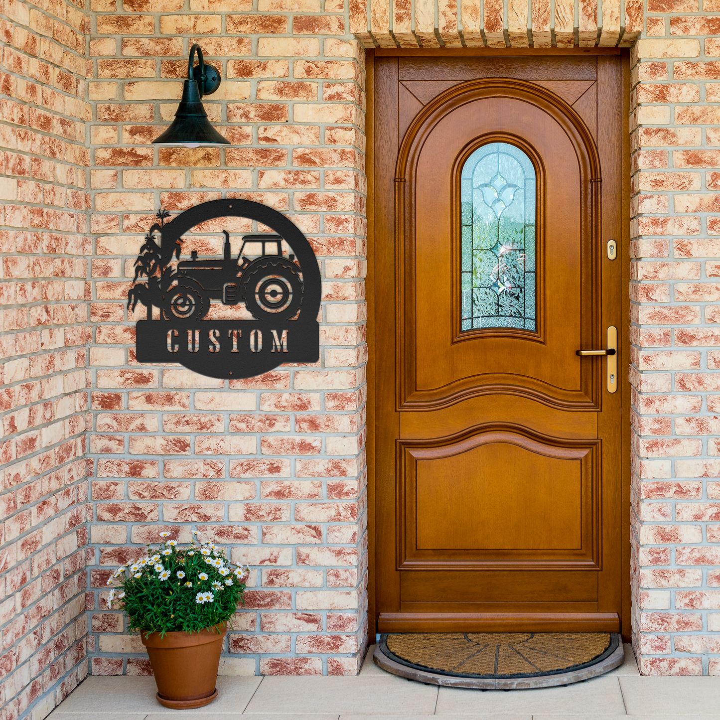 Personalized Tractor & Corn Stalks Metal Sign – A Rustic Touch for Your Farmhouse