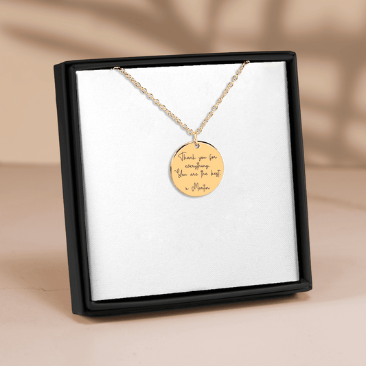 Custom Engraved Message Necklace With Optional Engraving On The Back.
