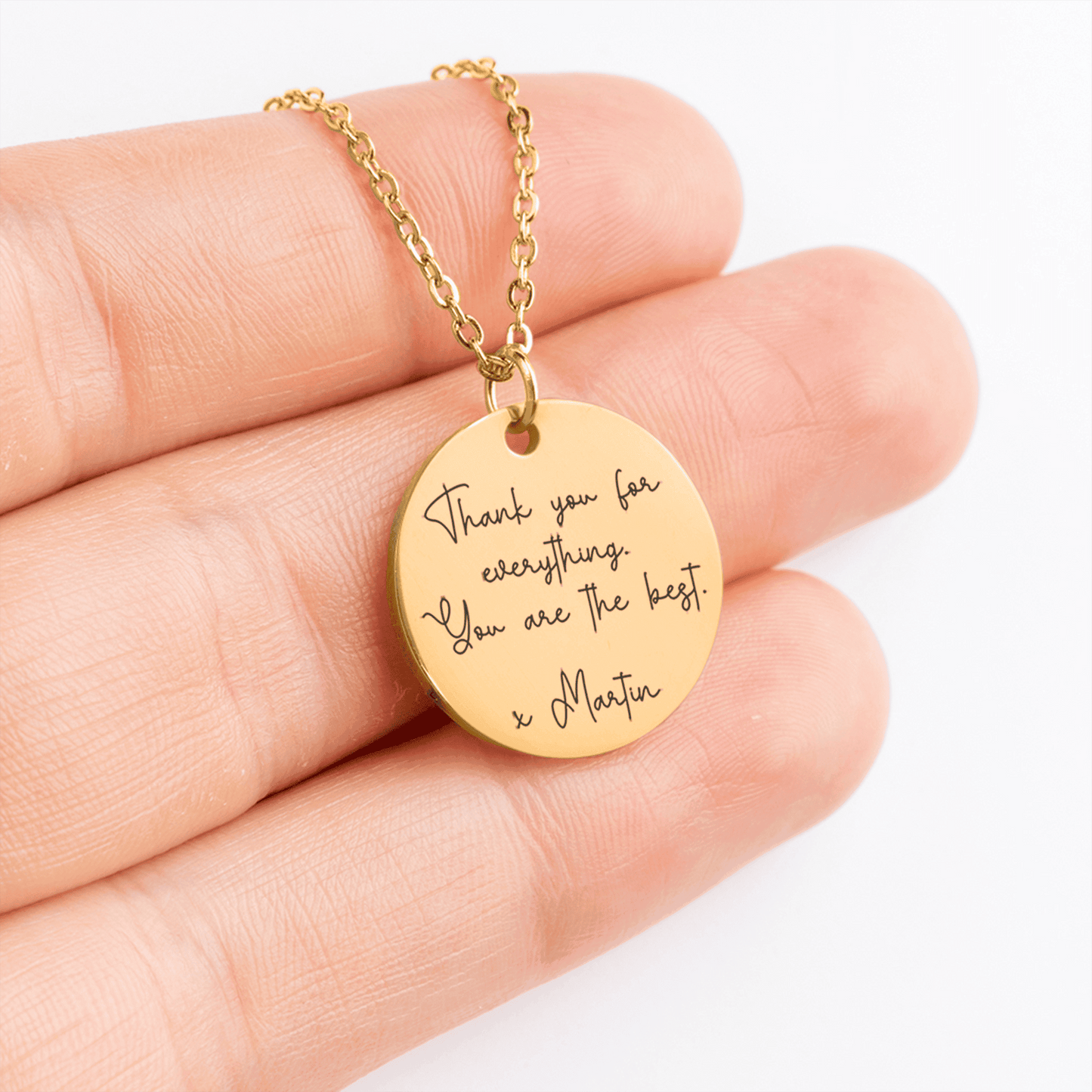 Custom Engraved Message Necklace With Optional Engraving On The Back.
