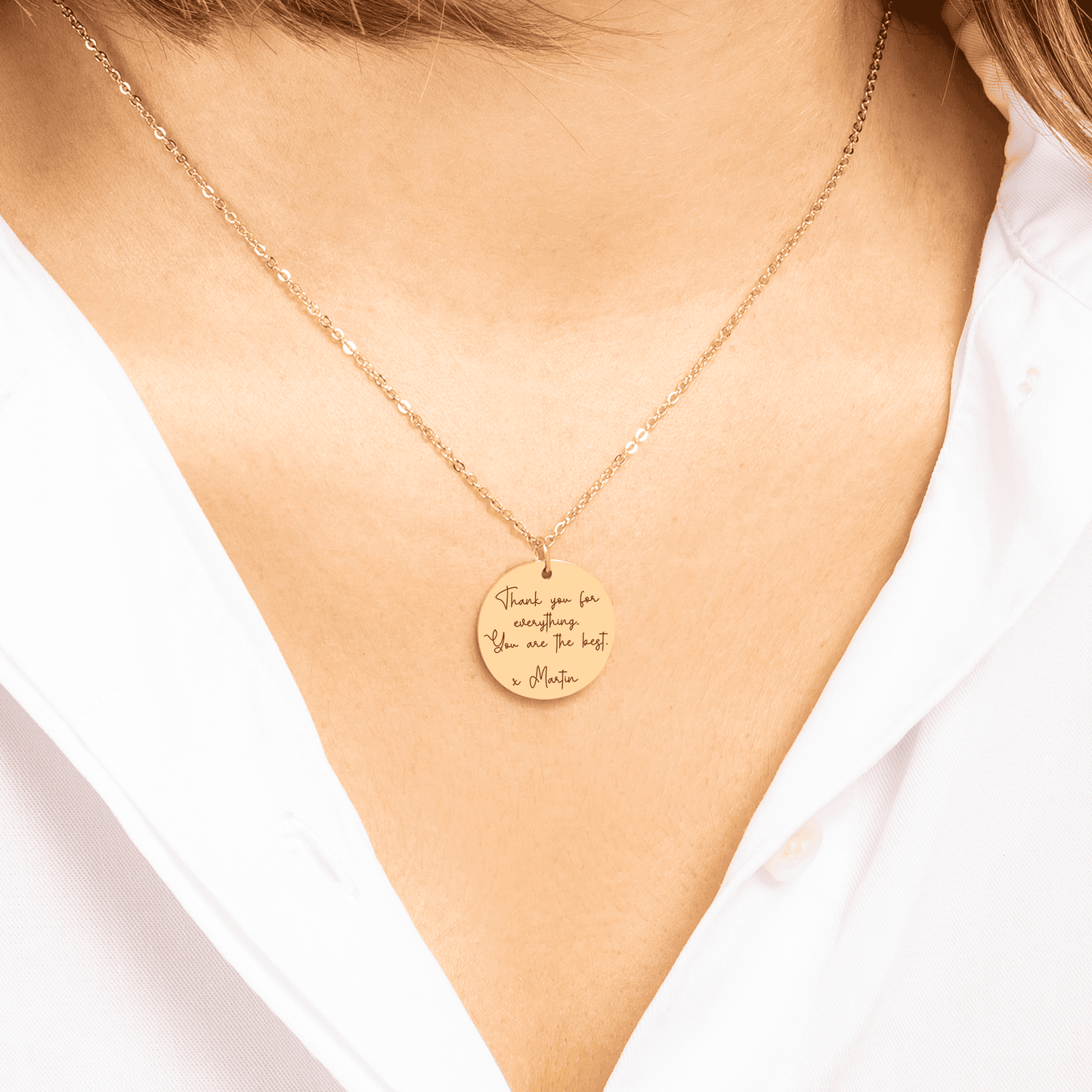 Custom Engraved Message Necklace With Optional Engraving On The Back.