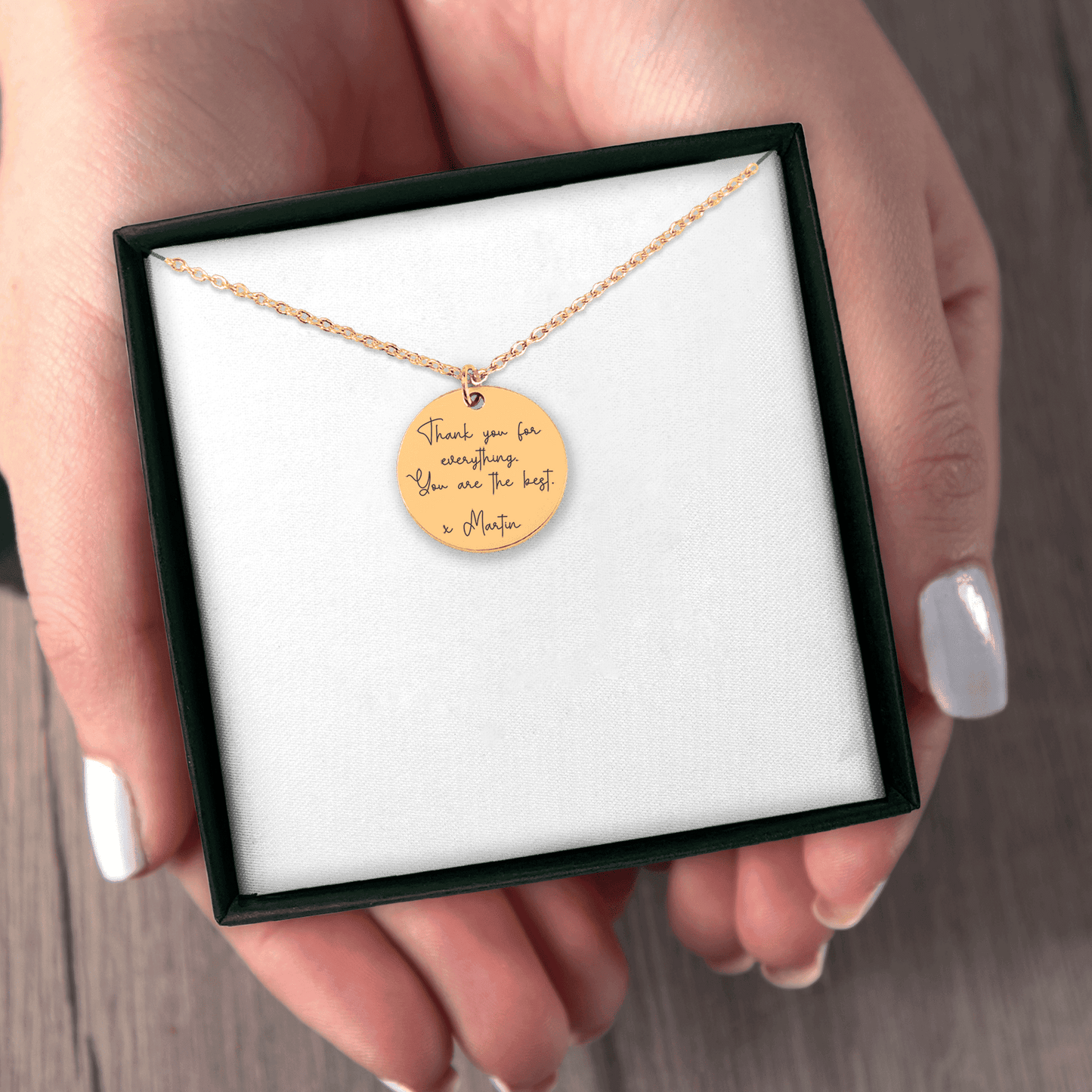 Custom Engraved Message Necklace With Optional Engraving On The Back.